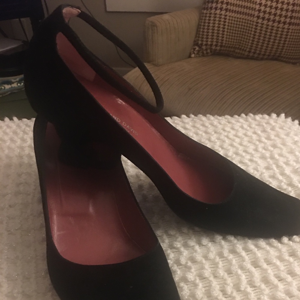 Joan and David Black Velvet heel